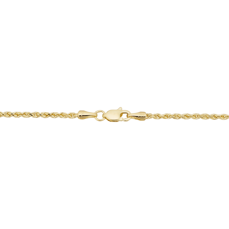 Solid 14k Yellow Gold 1.7 millimeter Rope Chain Necklace
