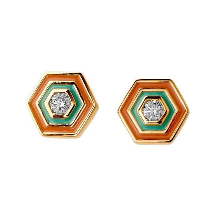 Hex Diamond Enamel Studs
