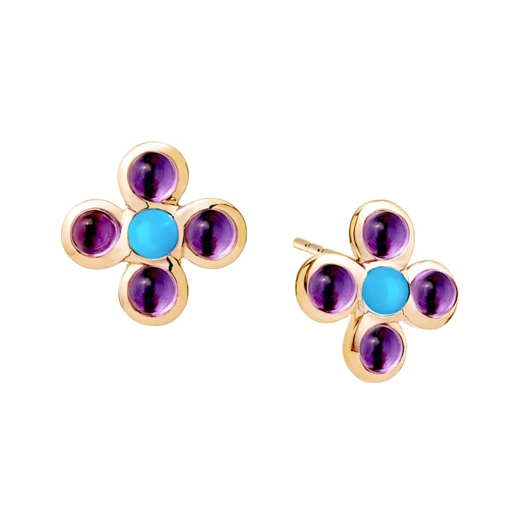 Jardin Flower Amethyst and Turquoise Studs