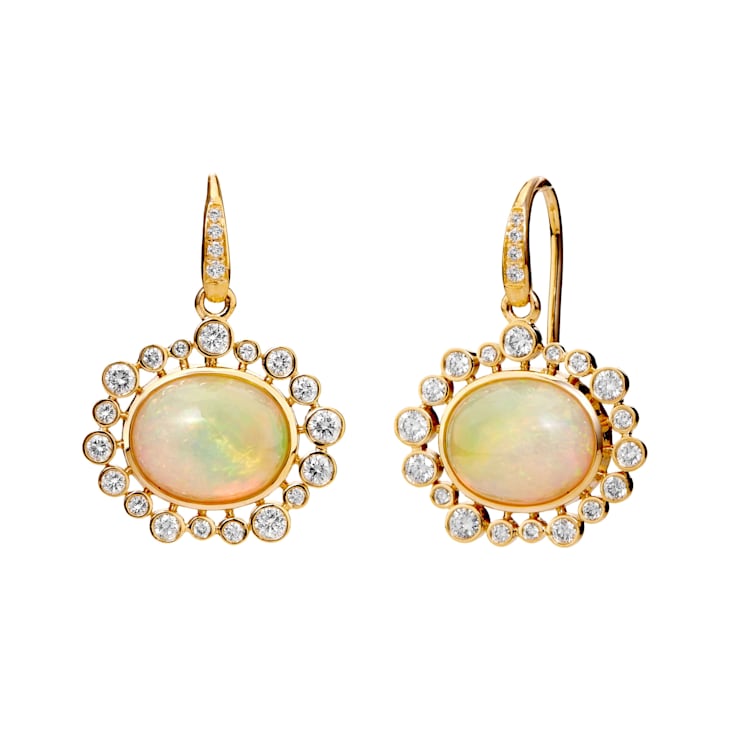 Cosmic Oval Cluster Opal and Diamond Earrings