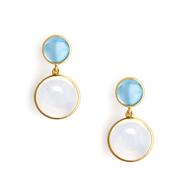 Candy Double Drop Moonstone and Topaz Earrings