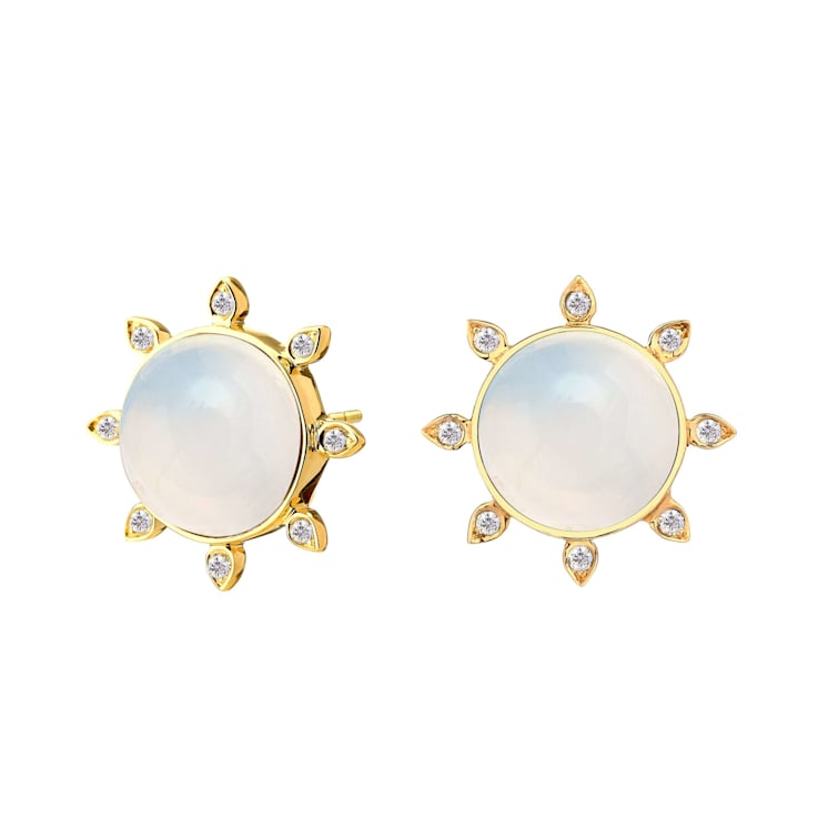 Cosmic Sun Moonstone and Diamond Studs