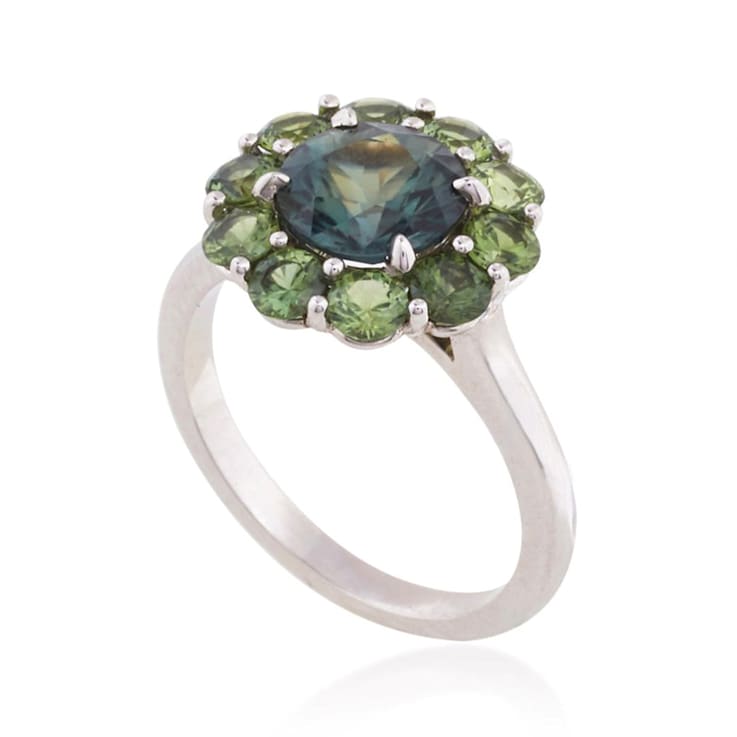 Platinum Green Sapphire Ring