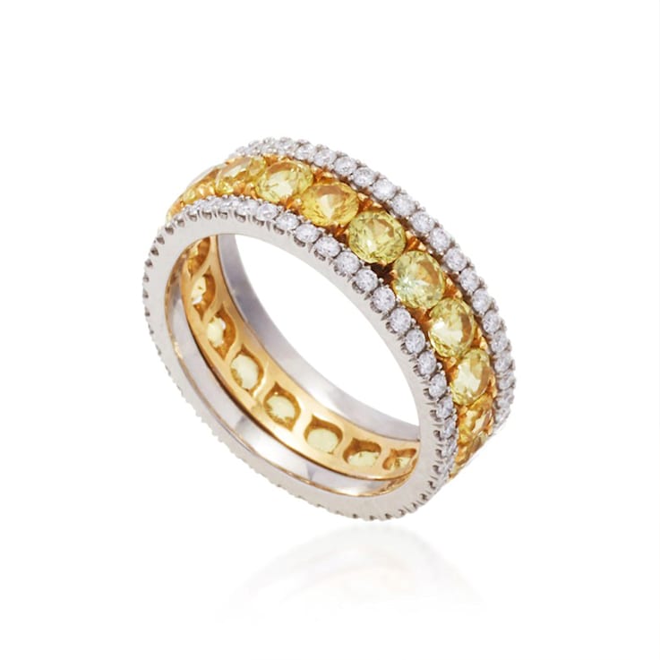 Yellow Sapphire & Diamond Eternity Band