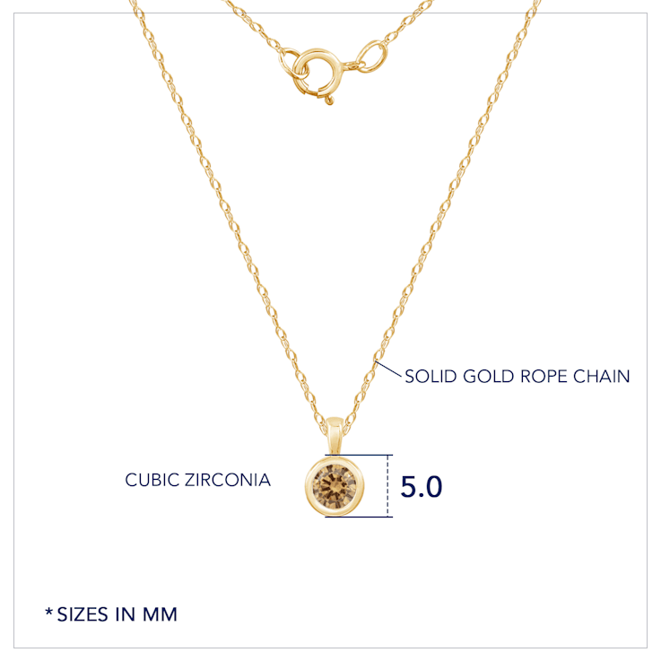 LUXGEM 10K Solid Gold Solitaire November Birthstone Necklace