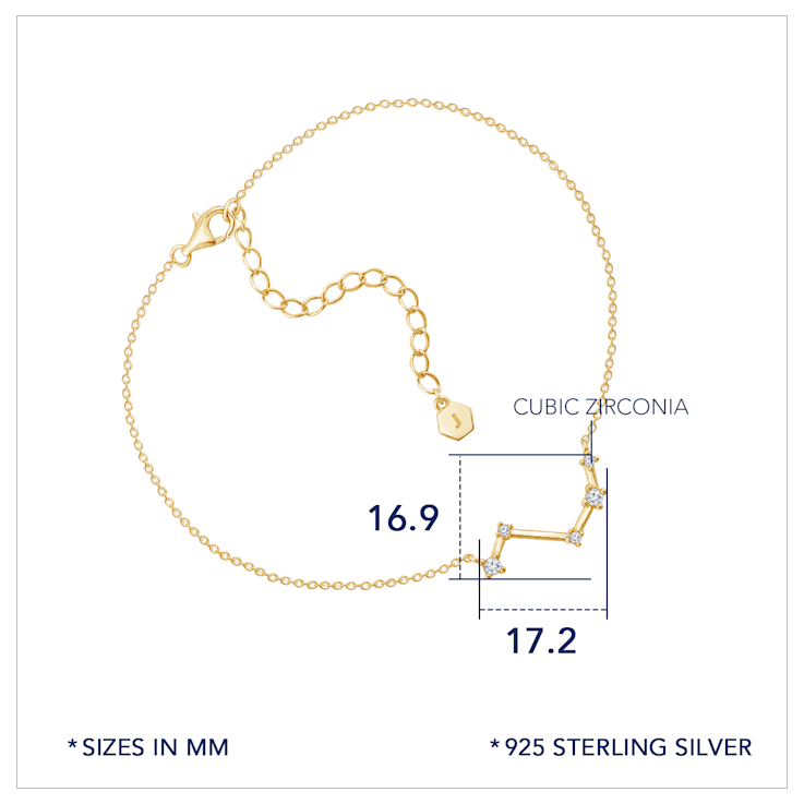 J'ADMIRE 14K Gold Over Sterling Silver Zodiac Anklet for Women
