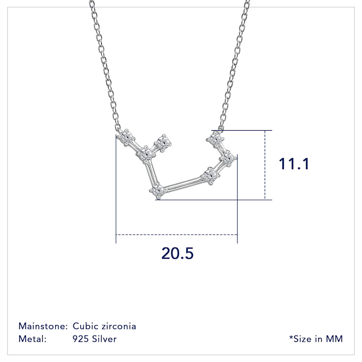J'ADMIRE Sagittarius Zodiac Constellation Platinum 950 Over Sterling
Silver Pendant Necklace