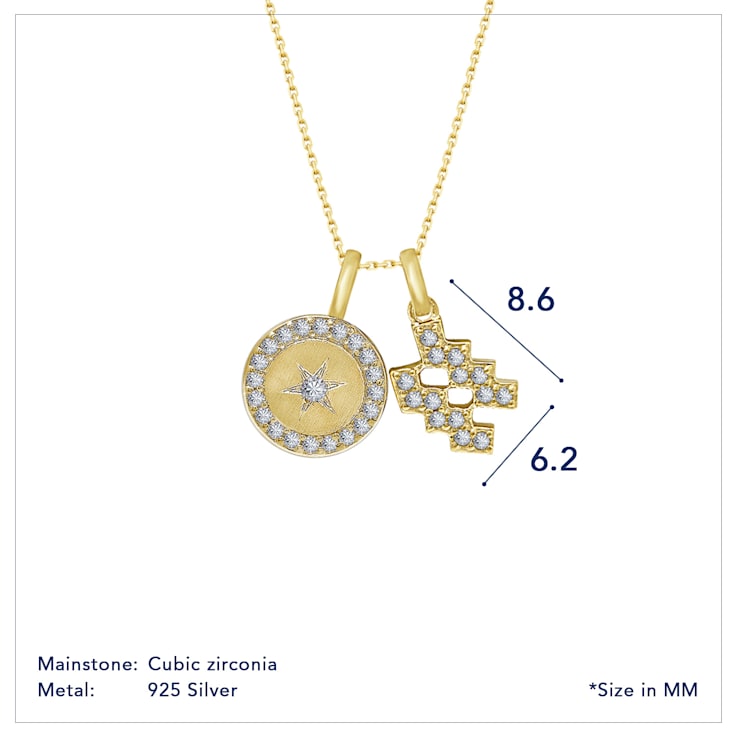J'ADMIRE 14K Yellow Gold Over Sterling Silver Aquarius Zodiac Pendant
Set Necklace