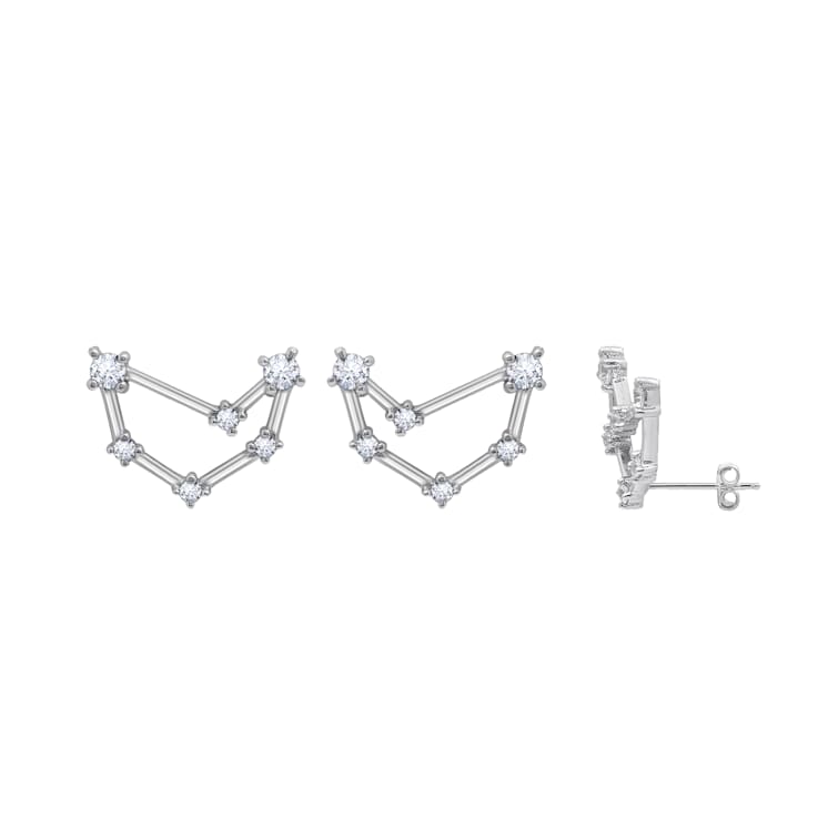 J'ADMIRE Rhodium Over Sterling Silver Dainty Zodiac Capricorn Stud Earrings