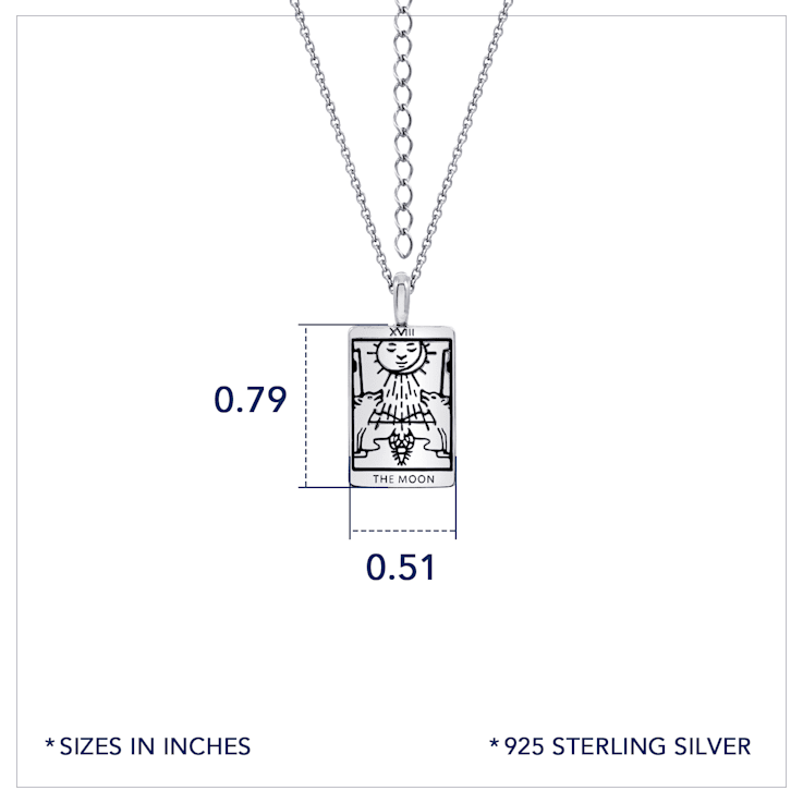 J'ADMIRE Platinum 950 Over Sterling Silver Tarot Card The Moon Pendant Necklace