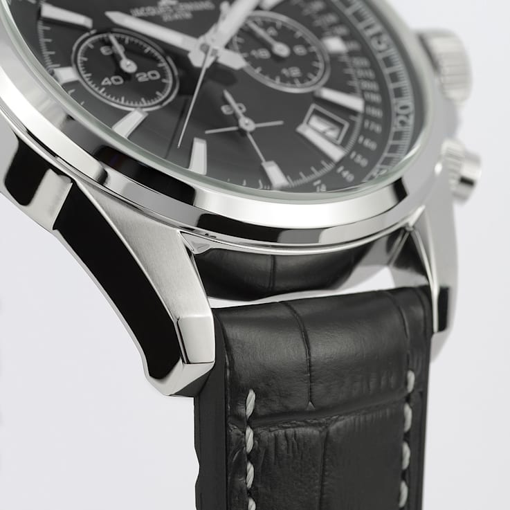 JACQUES LEMANS Men's Sport Watch with Leather/Stainless Steel Strap,
Chronograph 1-2117