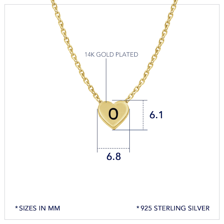 J'ADMIRE 14K Yellow Gold Over Sterling Silver Simple Initial Pendant Necklace