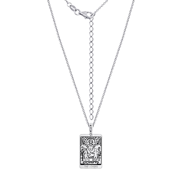 J'ADMIRE Platinum 950 Over Sterling Silver Tarot Card The Lovers Pendant Necklace