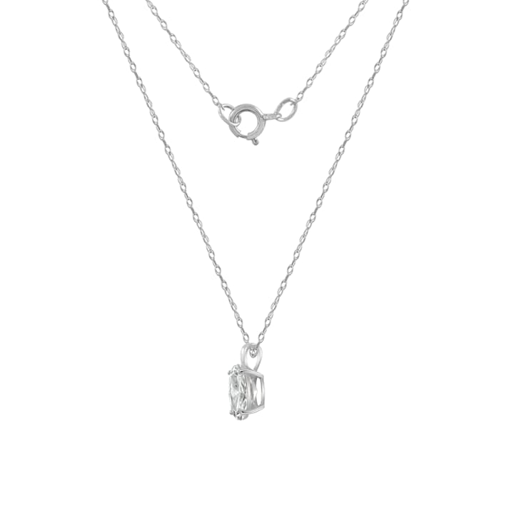 LUXGEM 10K White Gold Oval Cut Pendant Necklace | 1 Carat Cubic Zirconia