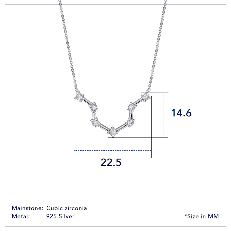 J'ADMIRE Aquarius Zodiac Constellation Platinum 950 Over Sterling Silver
Pendant Necklace