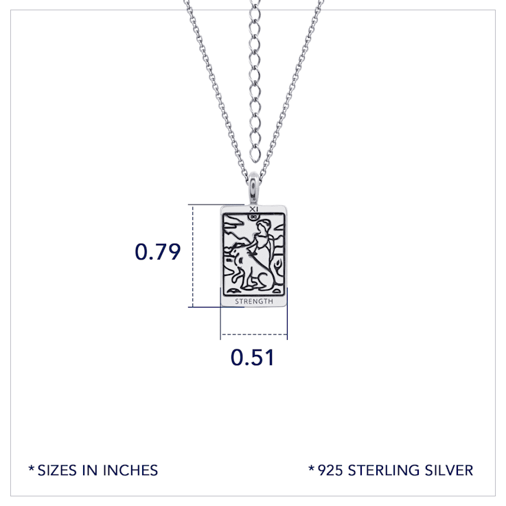 J'ADMIRE Platinum 950 Over Sterling Silver Tarot Card Strength Pendant Necklace