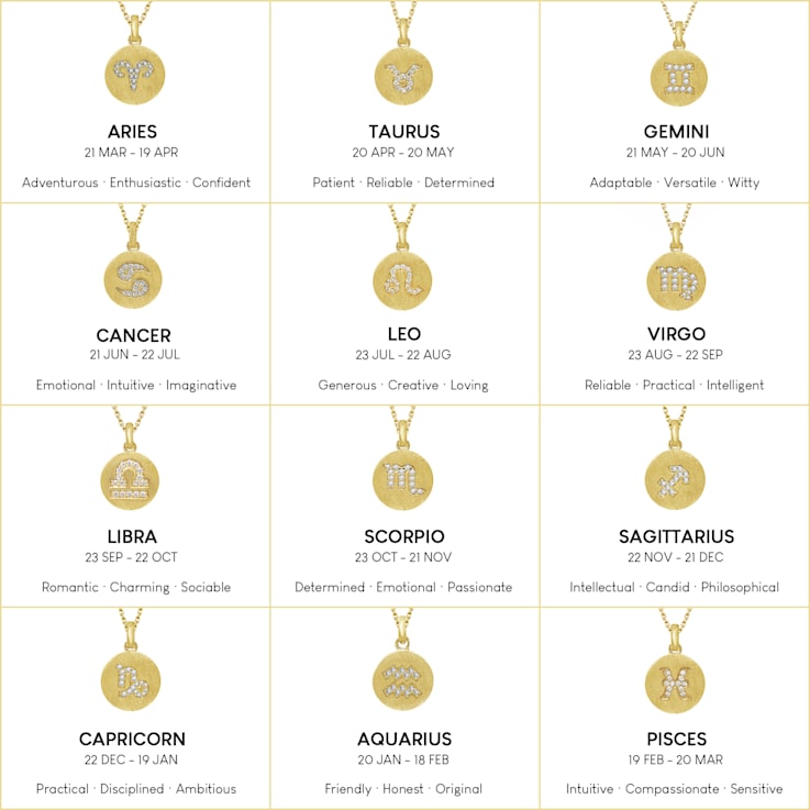 Zodiac signs pendant gold discount