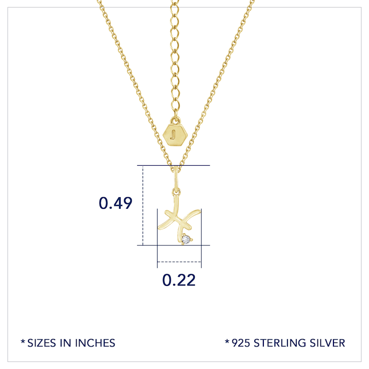 J'ADMIRE 14K Yellow Gold Over Sterling Silver Pisces Zodiac Pendant Necklace