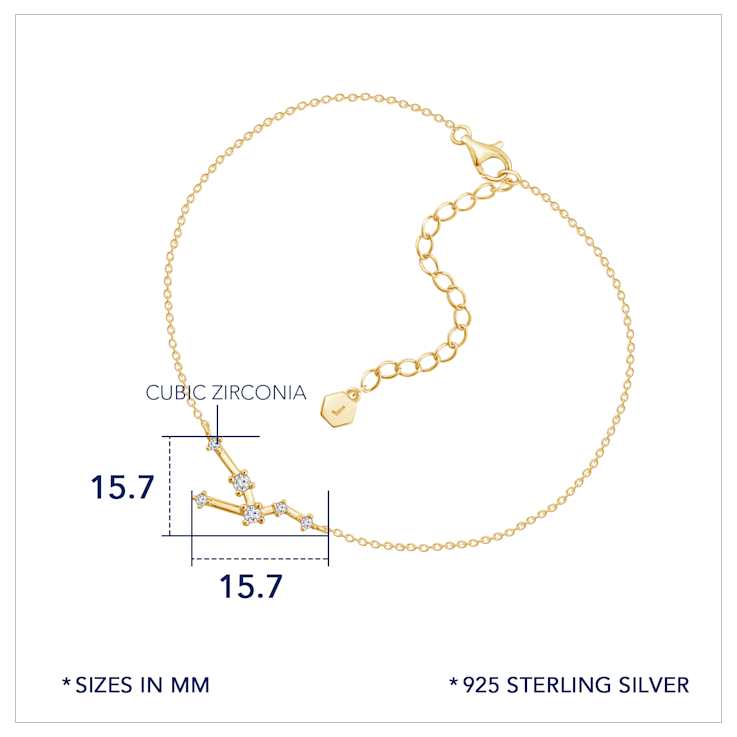 J'ADMIRE 14K Gold Over Sterling Silver Zodiac Anklet for Women