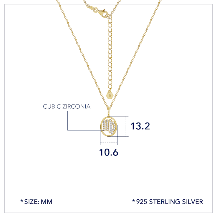 J'ADMIRE Sterling Silver Oval Zodiac Pendant Necklace