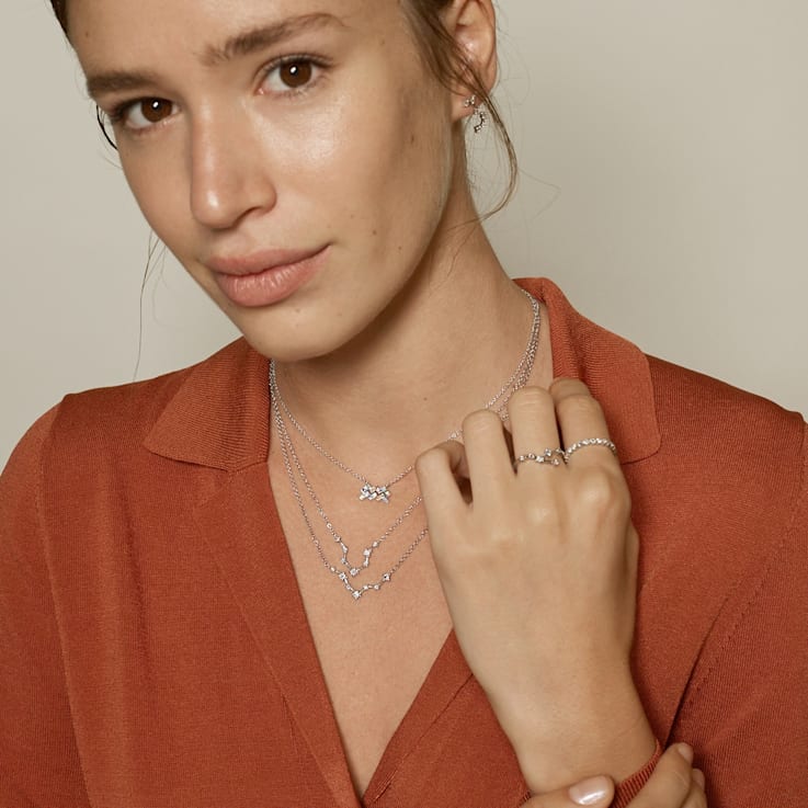 J'ADMIRE Taurus Zodiac Constellation Platinum 950 Over Sterling Silver
Pendant Necklace