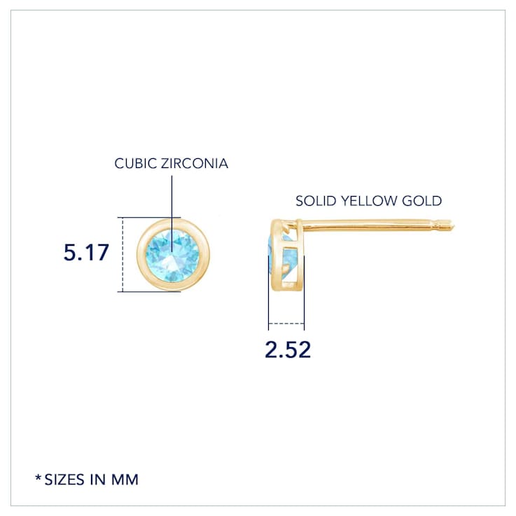 LUXGEM 10K Yellow Gold Solitaire March Birthstone Earrings LUXGEM 10K Yellow Gold Solitaire March Birthstone Earrings
