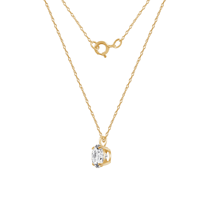 LUXGEM 14K Yellow Gold Round Cut Pendant Necklace | 1 Carat Cubic Zirconia