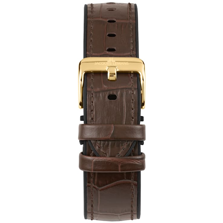 JACQUES LEMANS Men's Sport Watch Silicone/Leather, Stainless Steel
Strap, Gold, Chronograph 1-2117