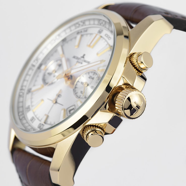JACQUES LEMANS Men's Sport Watch Silicone/Leather, Stainless Steel
Strap, Gold, Chronograph 1-2117