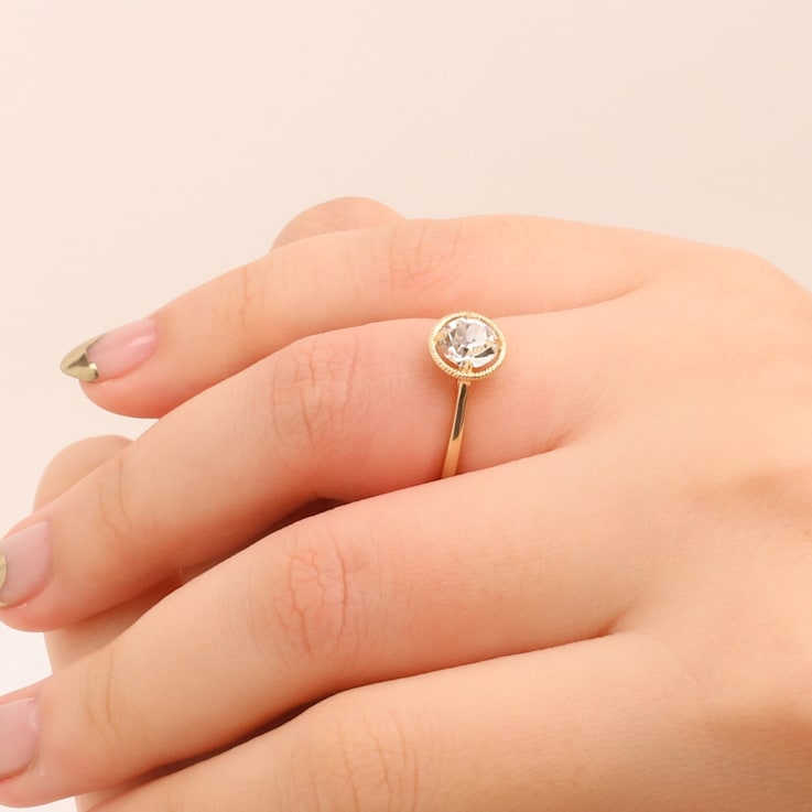 J'ADMIRE 10K Gold Crystal Diamond Simulant Solitaire Ring