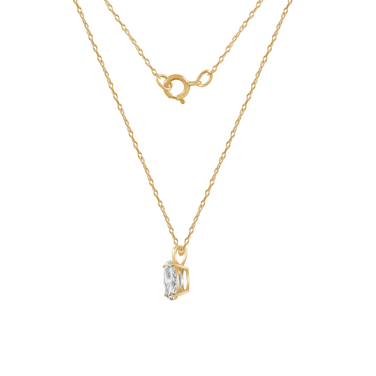 LUXGEM 10K Yellow Gold Oval Cut Pendant Necklace | 1 Carat Cubic Zirconia