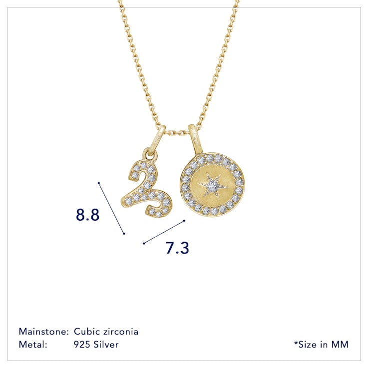 J'ADMIRE 14K Yellow Gold Over Sterling Silver Aries Zodiac Pendant Set Necklace