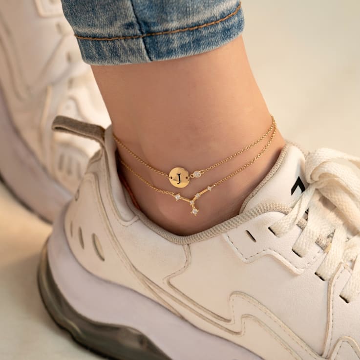 J'ADMIRE 14K Gold Over Sterling Silver Zodiac Anklet for Women