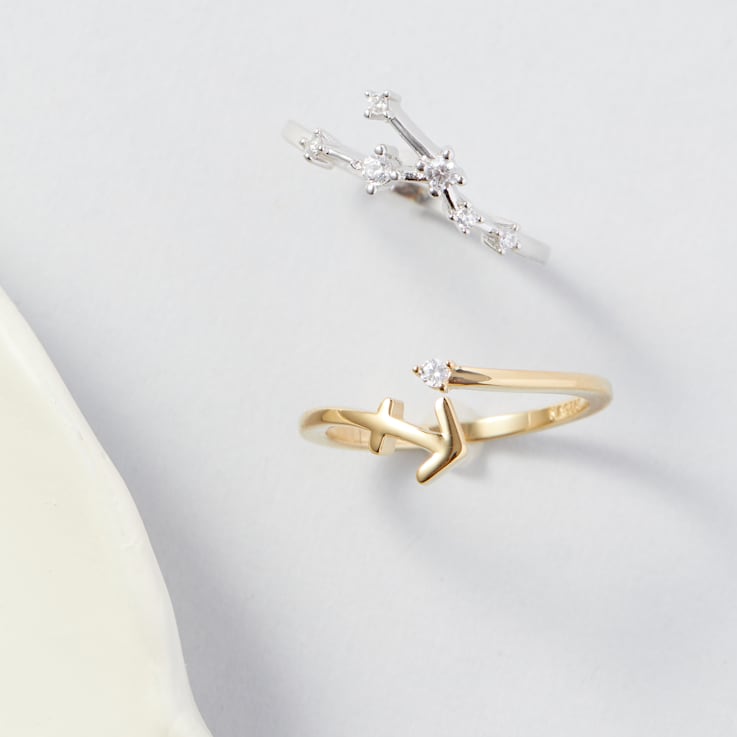 J'ADMIRE Gemini Constellation Rhodium Over Sterling Silver Ring