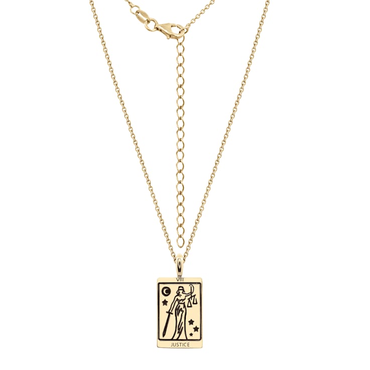 J'ADMIRE 14K Yellow Gold Over Sterling Silver Tarot Card Justice Pendant Necklace