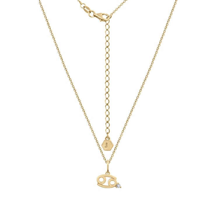 J'ADMIRE 14K Yellow Gold Over Sterling Silver Cancer  Zodiac Pendant Necklace