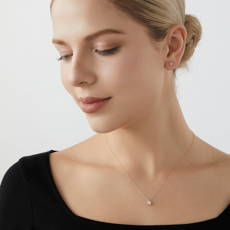 LUXGEM 14K Yellow Gold Princess Cut Pendant Necklace | 0.5