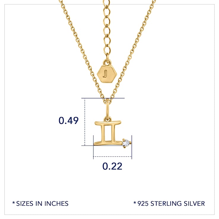 J'ADMIRE 14K Yellow Gold Over Sterling Silver Gemini Zodiac Pendant Necklace