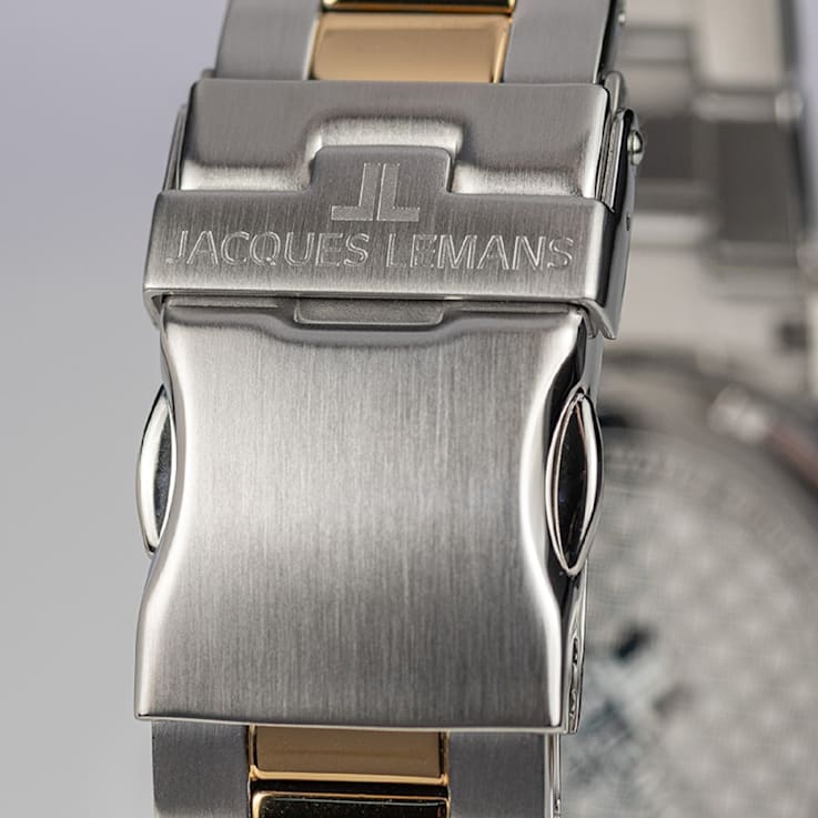 JACQUES LEMANS Men's Sport Watch with Stainless Steel Strap, Gold
Bicolor, Chronograph, 1-2091