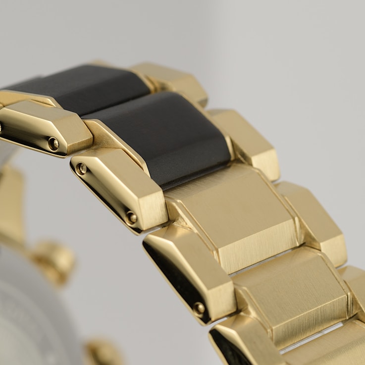 JACQUES LEMANS Eco Power Men's Watch with Stainless Steel/Wood Inlay
Strap Gold, Chronograph 1-2115