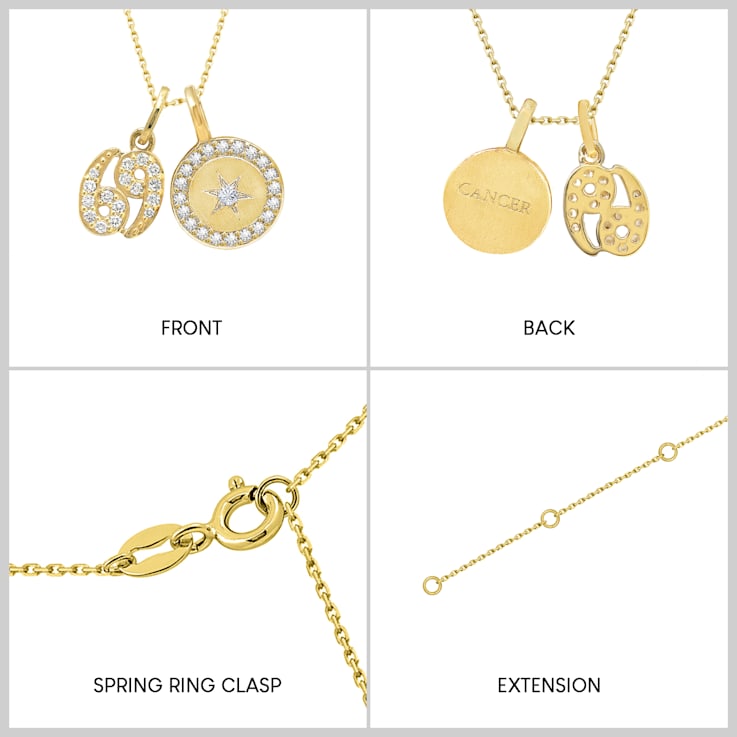 J'ADMIRE 14K Yellow Gold Over Sterling Silver Cancer Zodiac Pendant Set Necklace