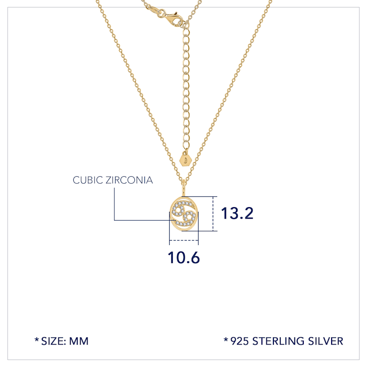J'ADMIRE Sterling Silver Oval Zodiac Pendant Necklace