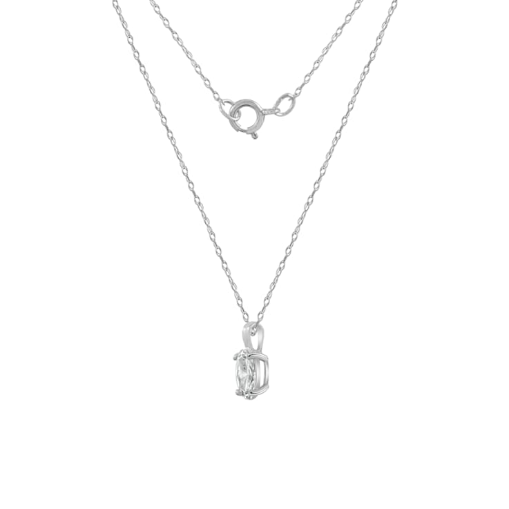 LUXGEM 14K White Gold Oval Cut Pendant Necklace | 0.5 Carat Cubic Zirconia  - 14XT5B
