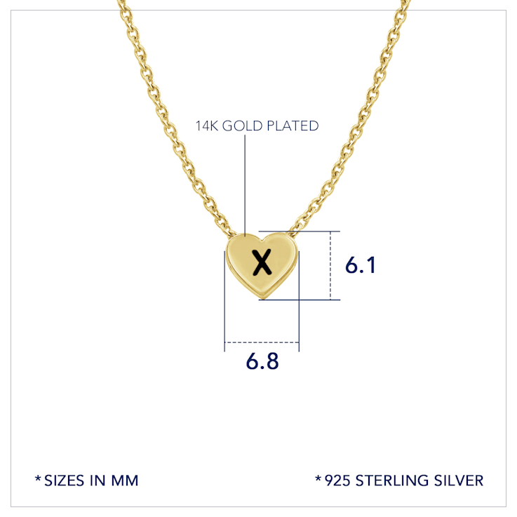 J'ADMIRE 14K Yellow Gold Over Sterling Silver Simple Initial Pendant Necklace