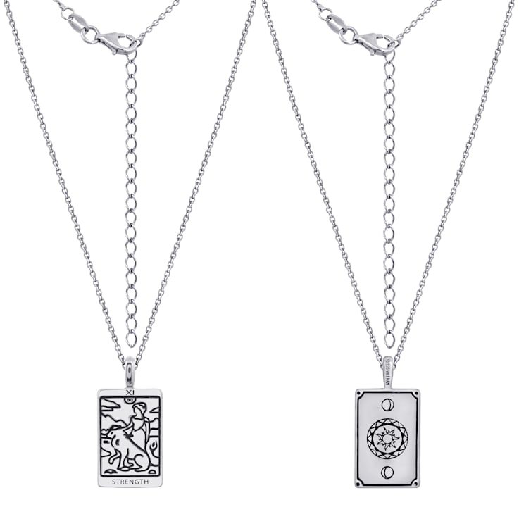 J'ADMIRE Platinum 950 Over Sterling Silver Tarot Card Strength Pendant Necklace