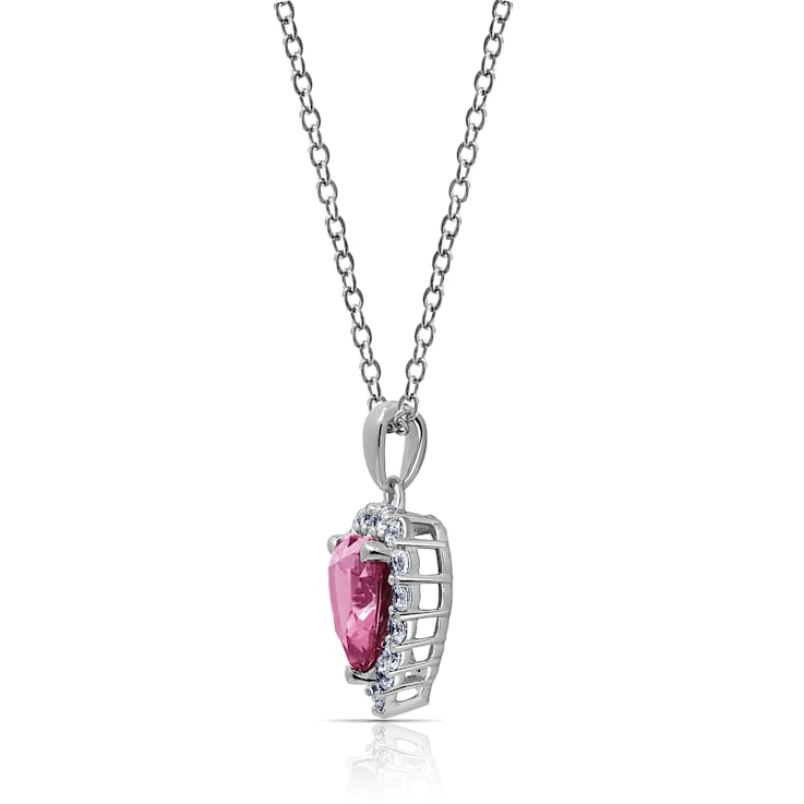 J'ADMIRE Tourmaline Simulant Platinum Over Sterling Silver Heart Pendant
with Chain