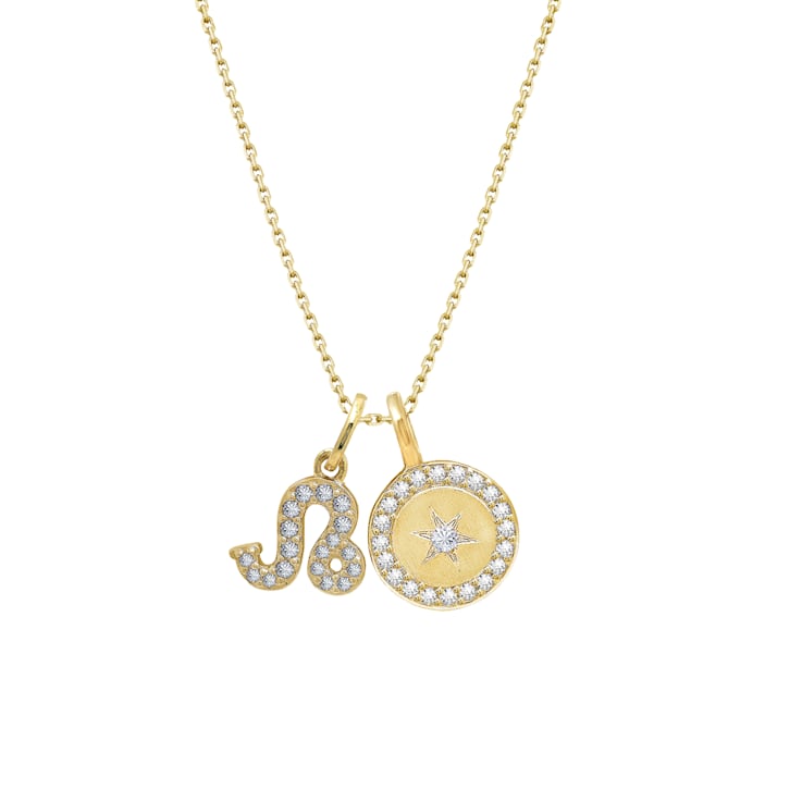 J'ADMIRE 14K Yellow Gold Over Sterling Silver Leo Zodiac Pendant Set Necklace