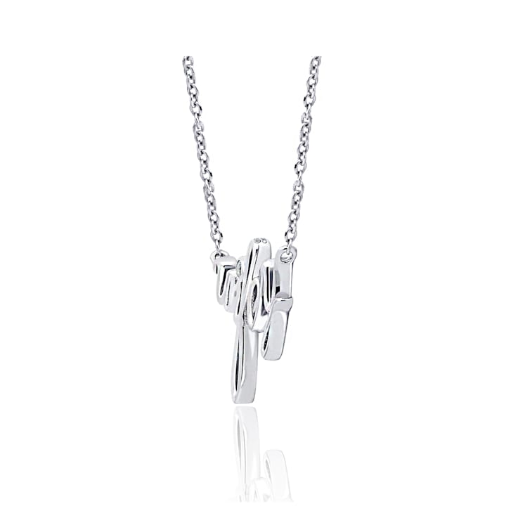 J'ADMIRE Platinum 950 Over Sterling Silver Wifey Pendant Necklace