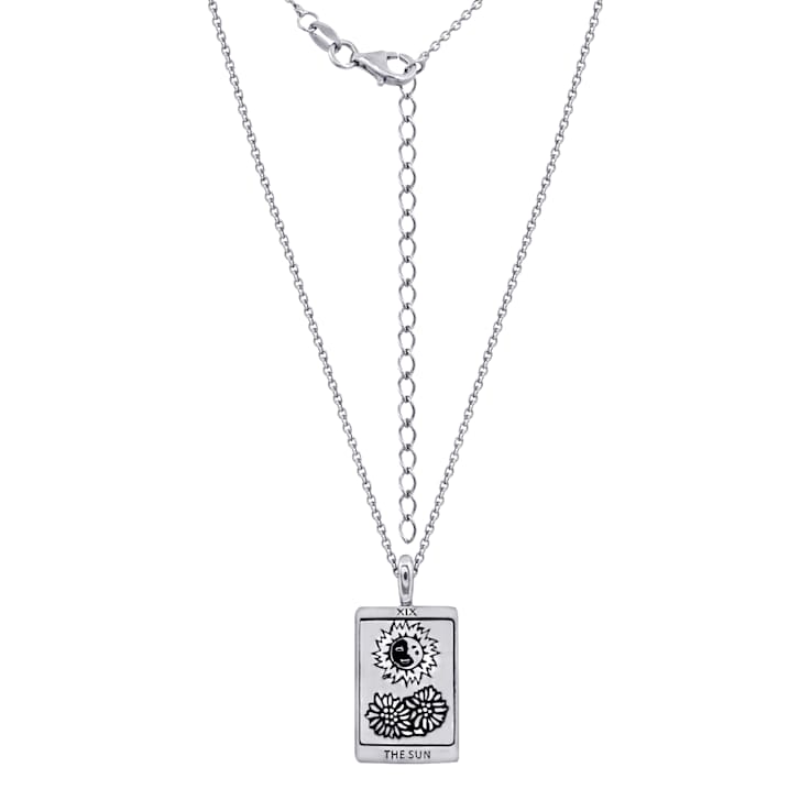 J'ADMIRE Platinum 950 Over Sterling Silver Tarot Card The Sun Pendant Necklace