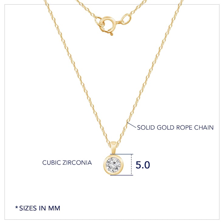 LUXGEM 10K Solid Gold Solitaire April Birthstone Necklace for Women,
0.25 Carat Gemstone Simulant CZ